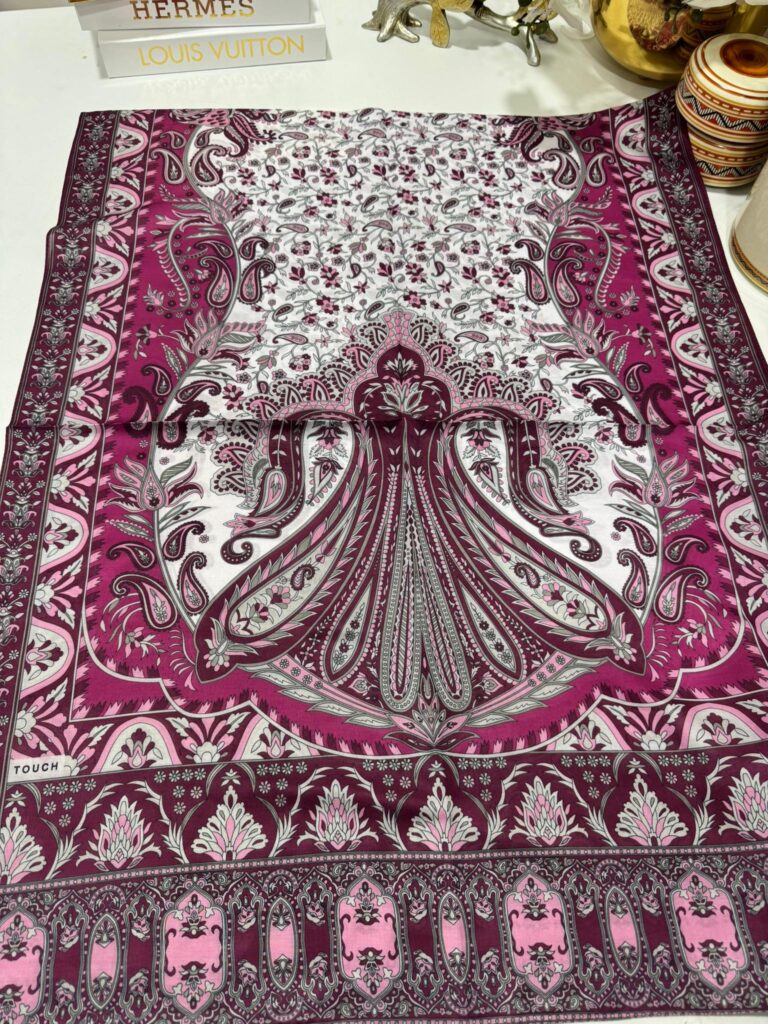 etnik hint deseni pamuk ipek şal -313131 vişne/beyaz