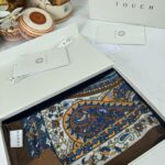 Touch İthal Etnik Desen Pamuk İpek Şal- 35440 - Kahve Lacivert