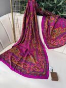 Touch İthal Etnik Desen Yün İpek Şal 34330 - Gold Pembe