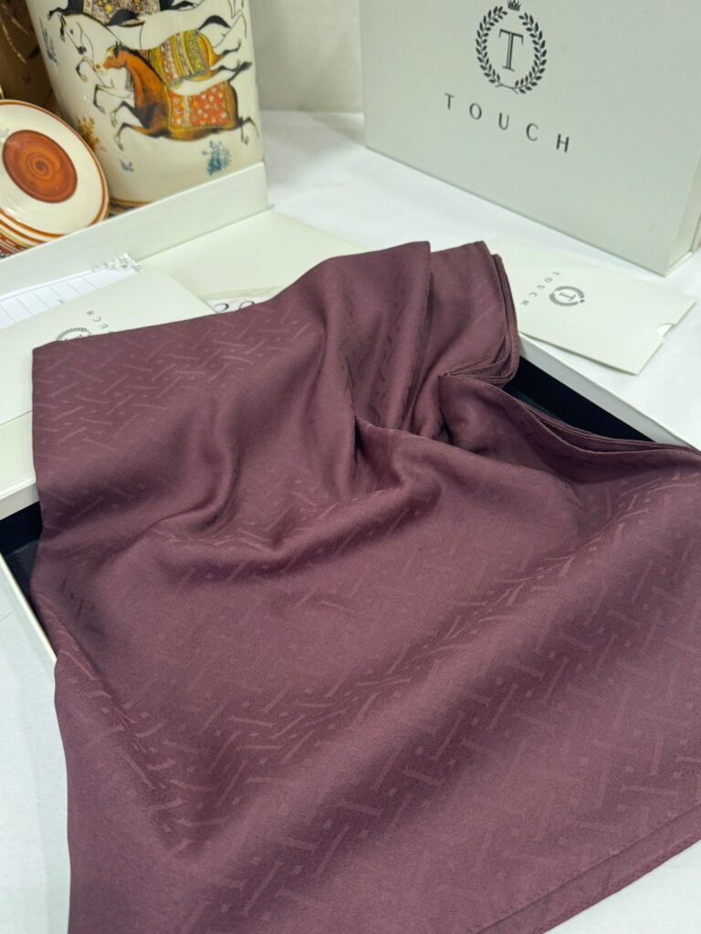 New Desen Pamuk Jakar İpek Şal - 19450 -bordo