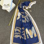 hermes pamuk soft şal - 32014 Lacivert-Beyaz