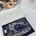 Touch İthal Etnik Desen Pamuk İpek Şal- 35440 - Mor Ekru