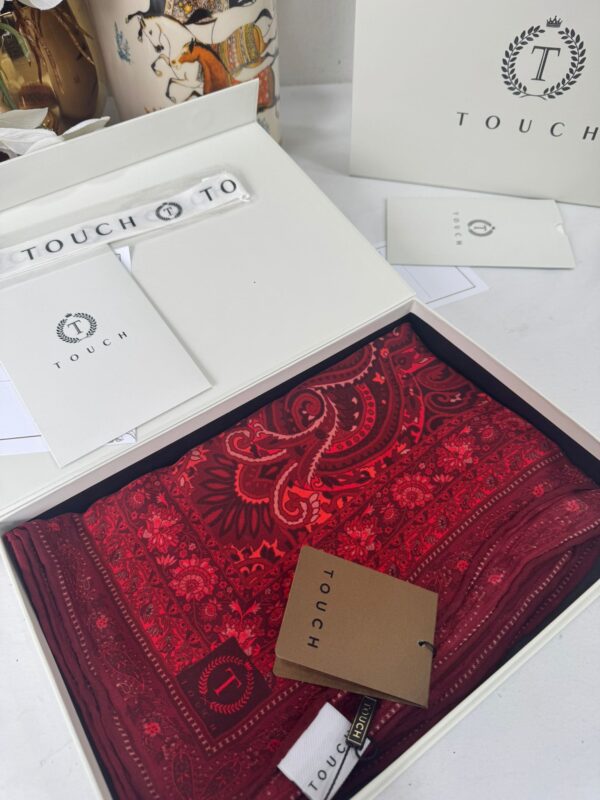 Touch İthal Etnik Desen Yün İpek Şal- 35110 – Bordo