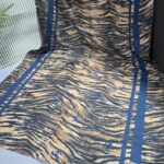 Chanel Çizgili Leopar Pamuk Soft Şal 54120 - Lacivert