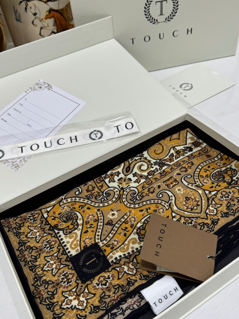 Touch İthal Etnik Desen Yün İpek Şal 34330 - Kahve