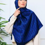 İthal Çifttaraflı Fendi İnci Vual İpek Şal-14500 -Lacivert