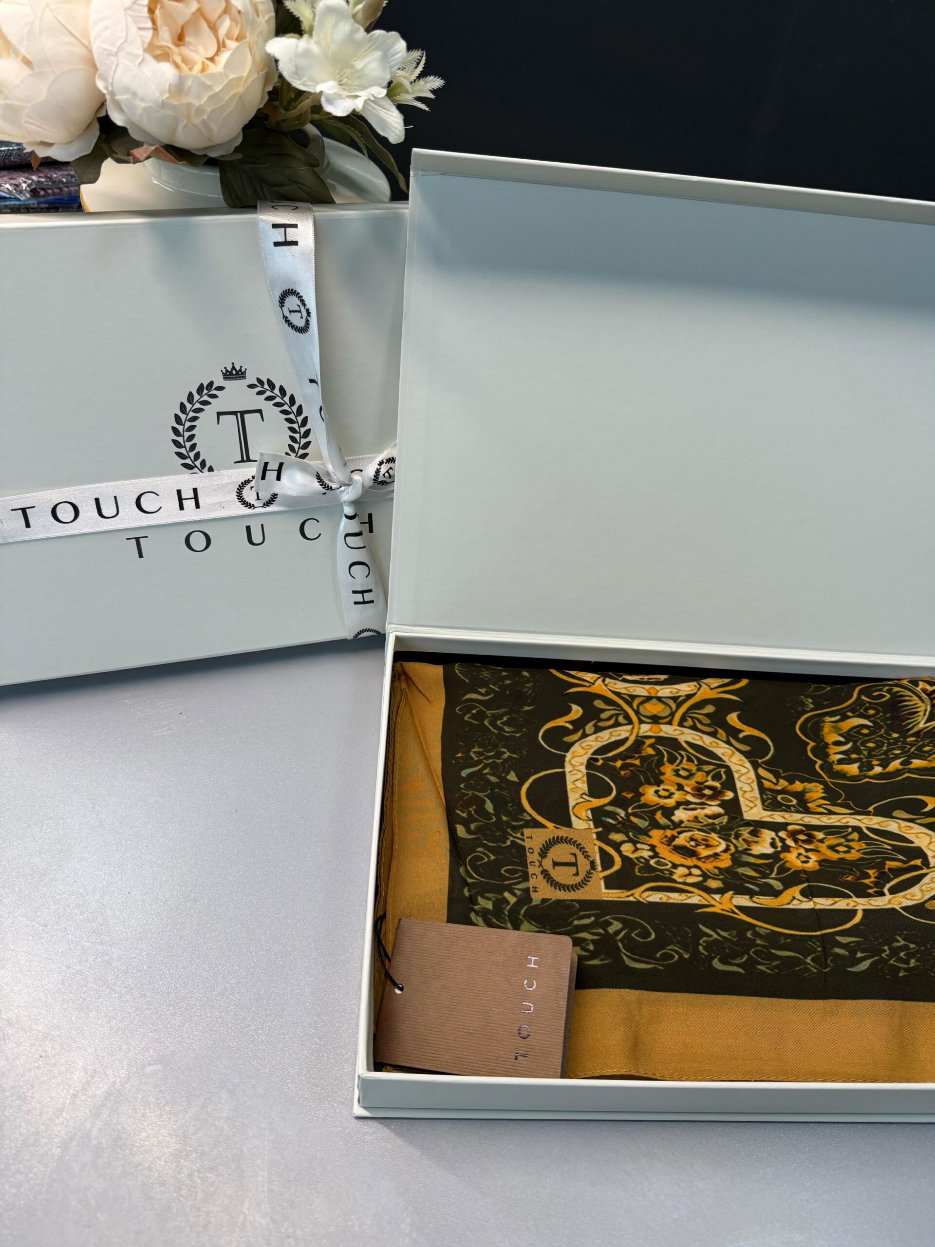 Touch İthal Etnik Desen Pamuk İpek Şal- 99990 - Vizon - Görsel 2