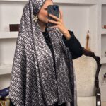 İthal Çifttaraflı Fendi İnci Vual İpek Şal-14500 -Gri