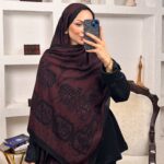 Touch İthal Etnik Desen Pamuk İpek Şal- 99990 - Bordo