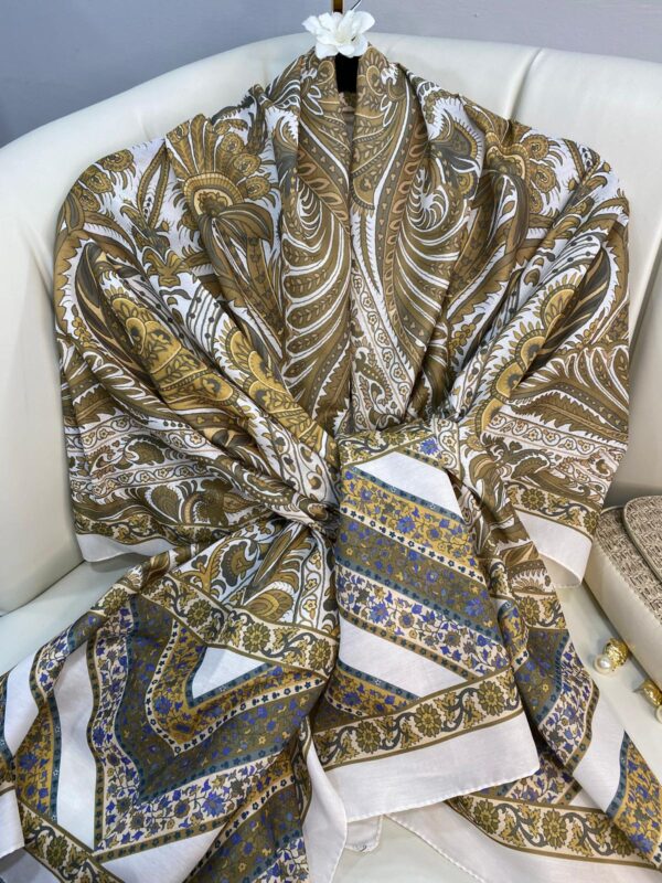 Etro Desen New Pamuk Soft Şal 23012 – Vizon