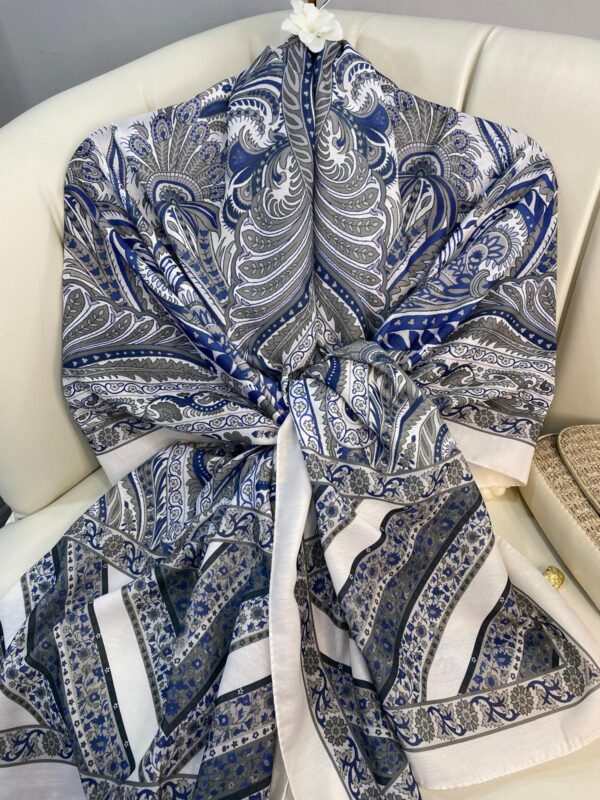 Etro Desen New Pamuk Soft Şal 23012 – Lacivert