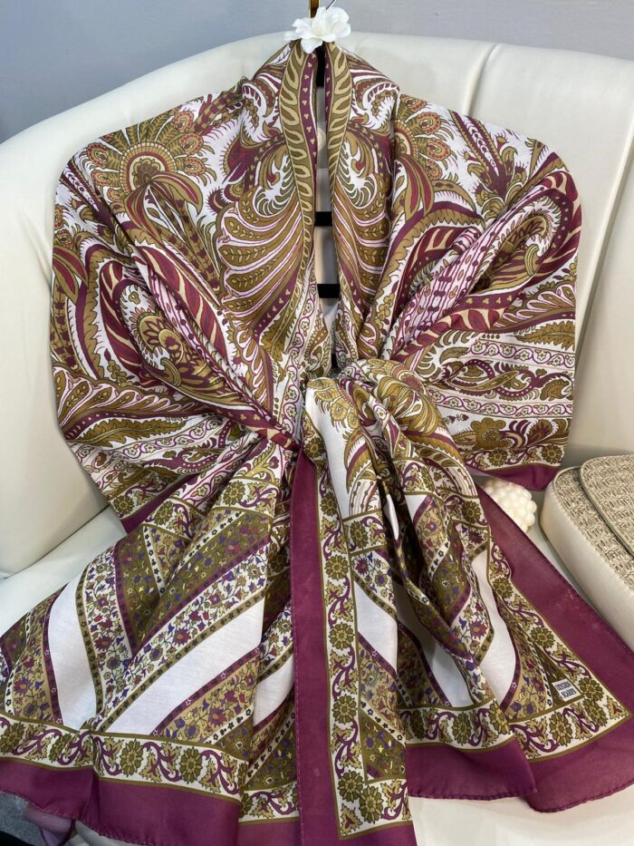 Etro Desen New Pamuk Soft Şal 23012 - Erik Çürüğü - Görsel 3