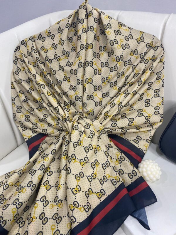 NEW GUCCİ Desen Pamuk İpek Şal-64750- Siyah-Bordo