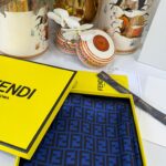 İthal Çifttaraflı Fendi İnci Vual İpek Şal-14500 -Lacivert