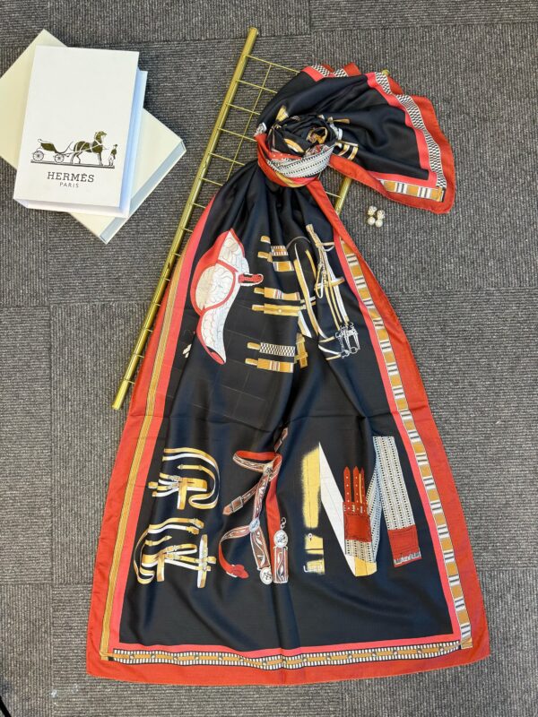 hermes pamuk soft şal – 32014 Siyah-Bordo