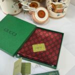 İthal Çifttaraflı Gucci İnci Vual İpek Şal-50140 - Kiremit