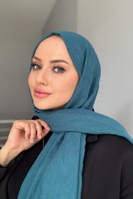 Organic Scarfs Bambu Kraş Şal Modeli - Petrol