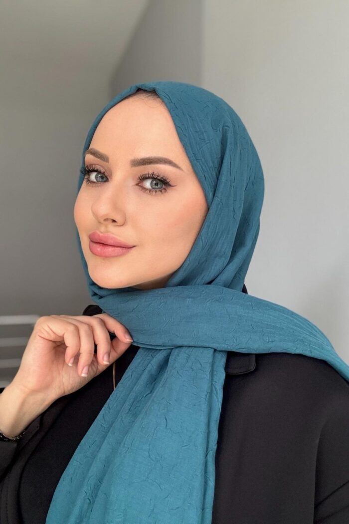 Organic Scarfs Bambu Kraş Şal Modeli - Petrol
