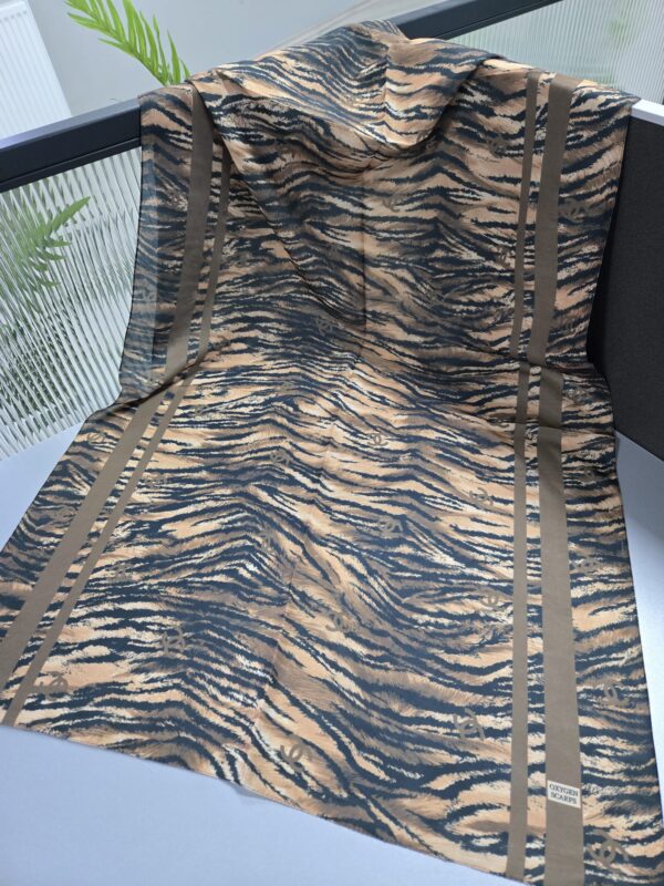 Chanel Çizgili Leopar Pamuk Soft Şal 54120 – Kahve