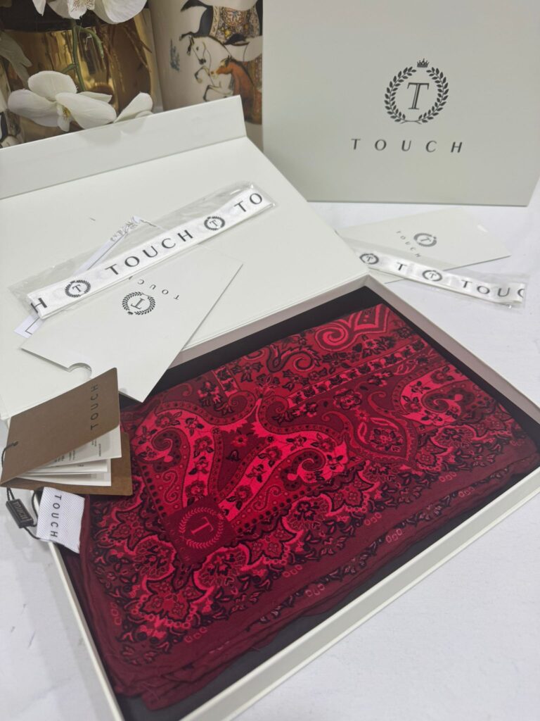 Touch İthal Etnik Desen Yün İpek Şal 34330 - Bordo