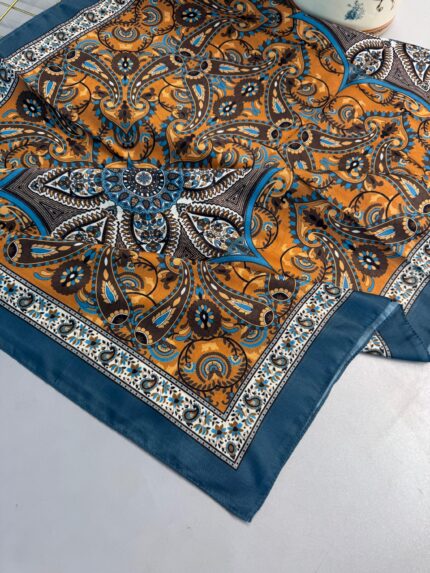 Etro Buta Desenli Pamuk Soft Şal - 377350 - Bebe mavisi Gold