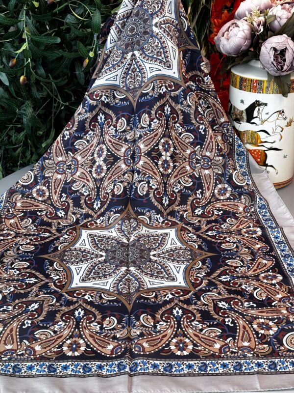 Etro Buta Desenli Pamuk Soft Şal – 377350 – Lacivert Füme