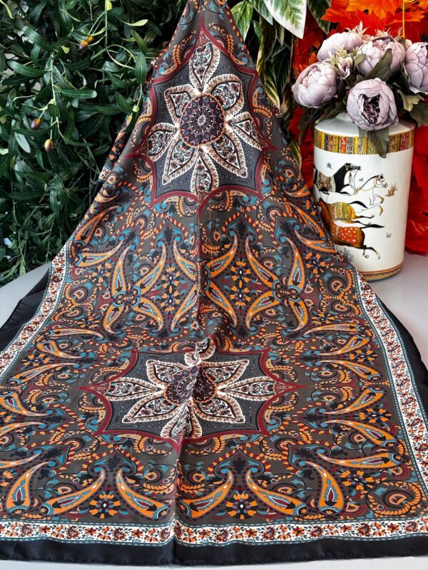Etro Buta Desenli Pamuk Soft Şal – 377350 – Turuncu Siyah