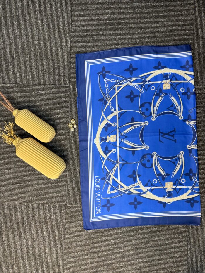 Lv Kemer Desen Pamuk Soft Şal 31230 - Saks - Görsel 4