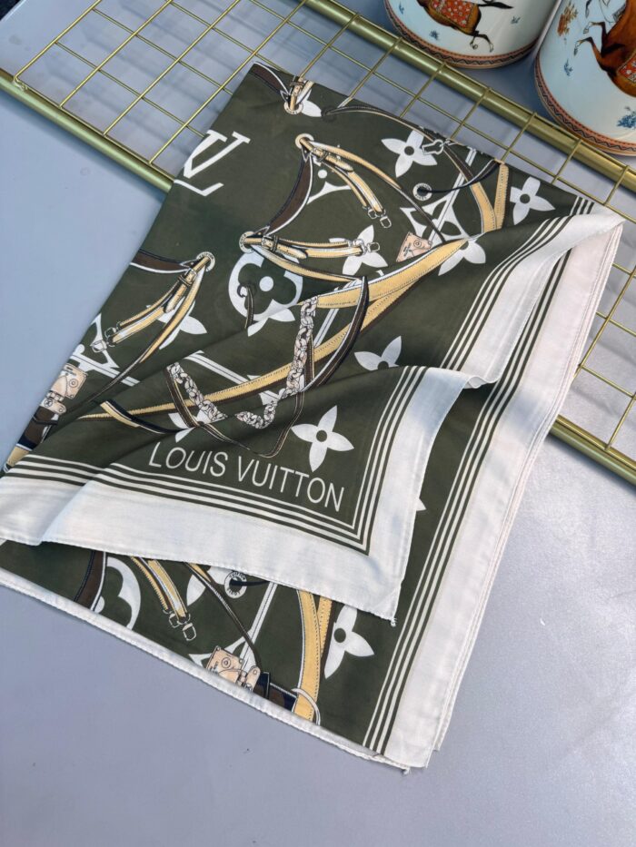 Lv Kemer Desen Pamuk Soft Şal 31230 - Haki - Görsel 2