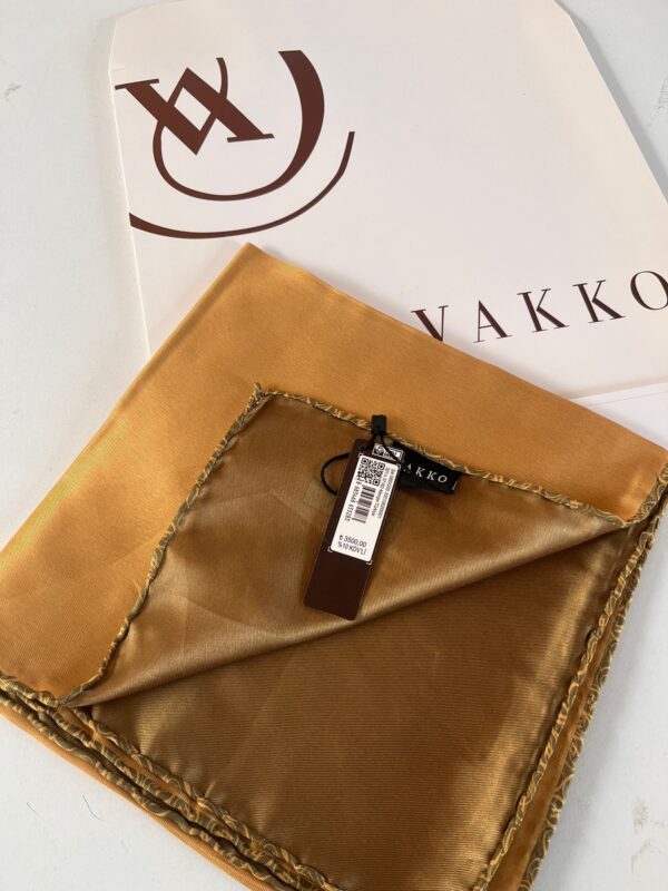 Vakko Çift Taraflı 12 mm %100 İpek Eşarp 10044 – Kahve / Karamel