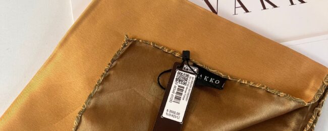Vakko Çift Taraflı 12 mm %100 İpek Eşarp 10044 - Kahve / Karamel
