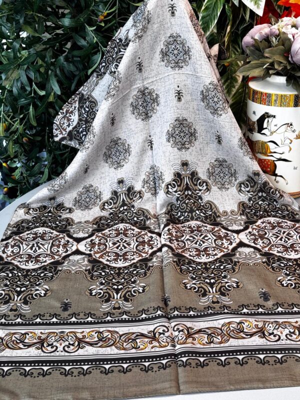 Hint Etro Desenli Pamuk Soft Şal – 658960 – Haki Bej