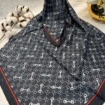 Gucci Desen Marka Eşarp - 62268 - Siyah Gri