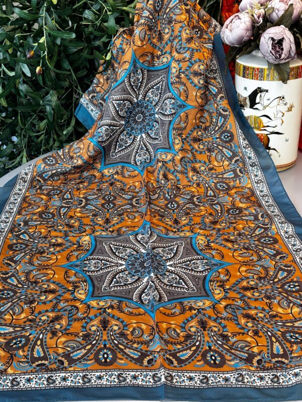 Etro Buta Desenli Pamuk Soft Şal – 377350 – Bebe mavisi Gold