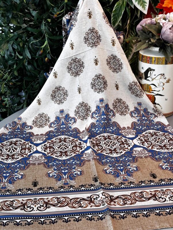 Hint Etro Desenli Pamuk Soft Şal – 658960 – Mavi Camel