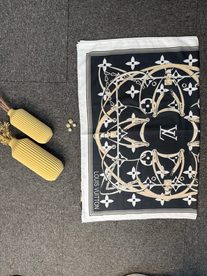 Lv Kemer Desen Pamuk Soft Şal 31230 - Siyah-Beyaz - Görsel 2