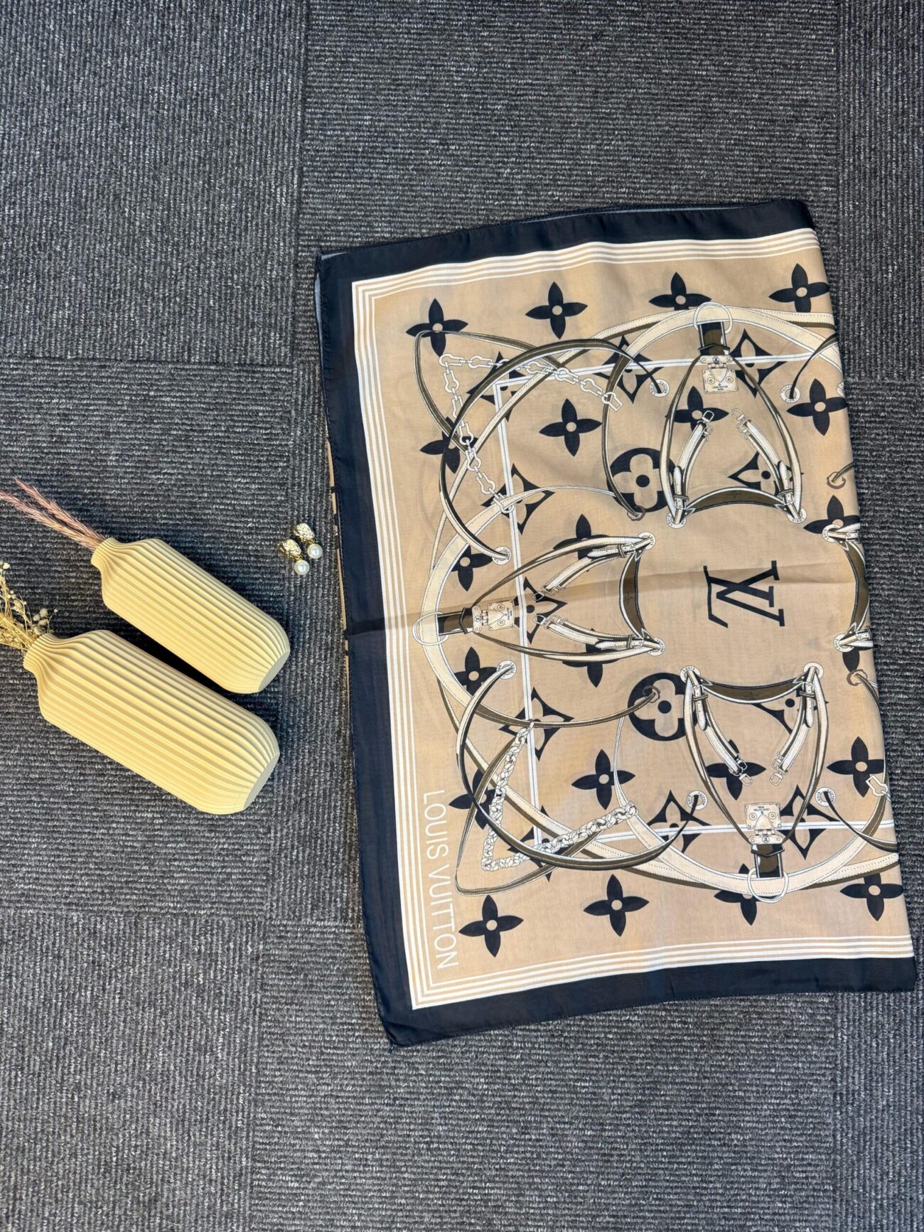 Lv Kemer Desen Pamuk Soft Şal 31230 - Camel - Görsel 4