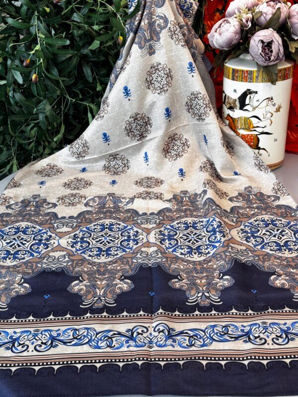 Hint Etro Desenli Pamuk Soft Şal – 658960 – Lacivert