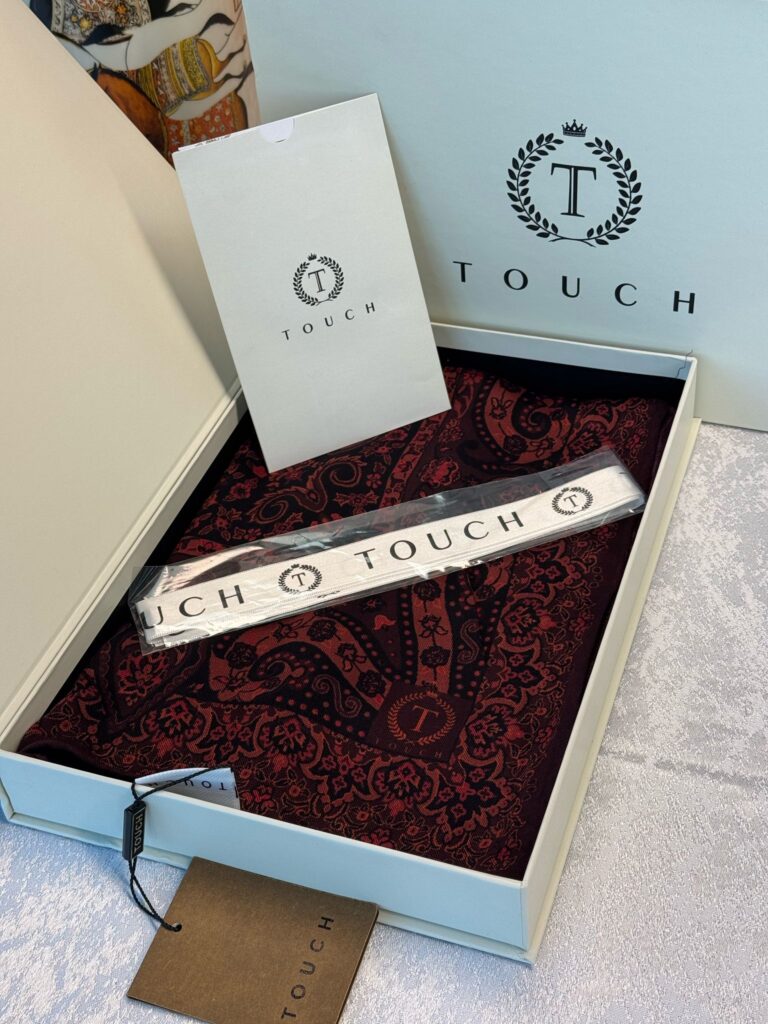 Touch İthal Etnik Desen Yün İpek Şal- 34550 - Bordo