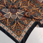 Etro Buta Desenli Pamuk Soft Şal - 377350 - Turuncu Siyah