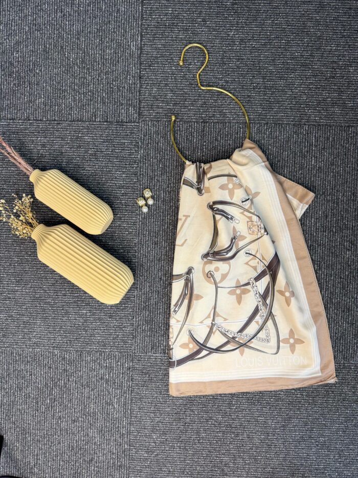 Lv Kemer Desen Pamuk Soft Şal 31230 - Ekru-Bej