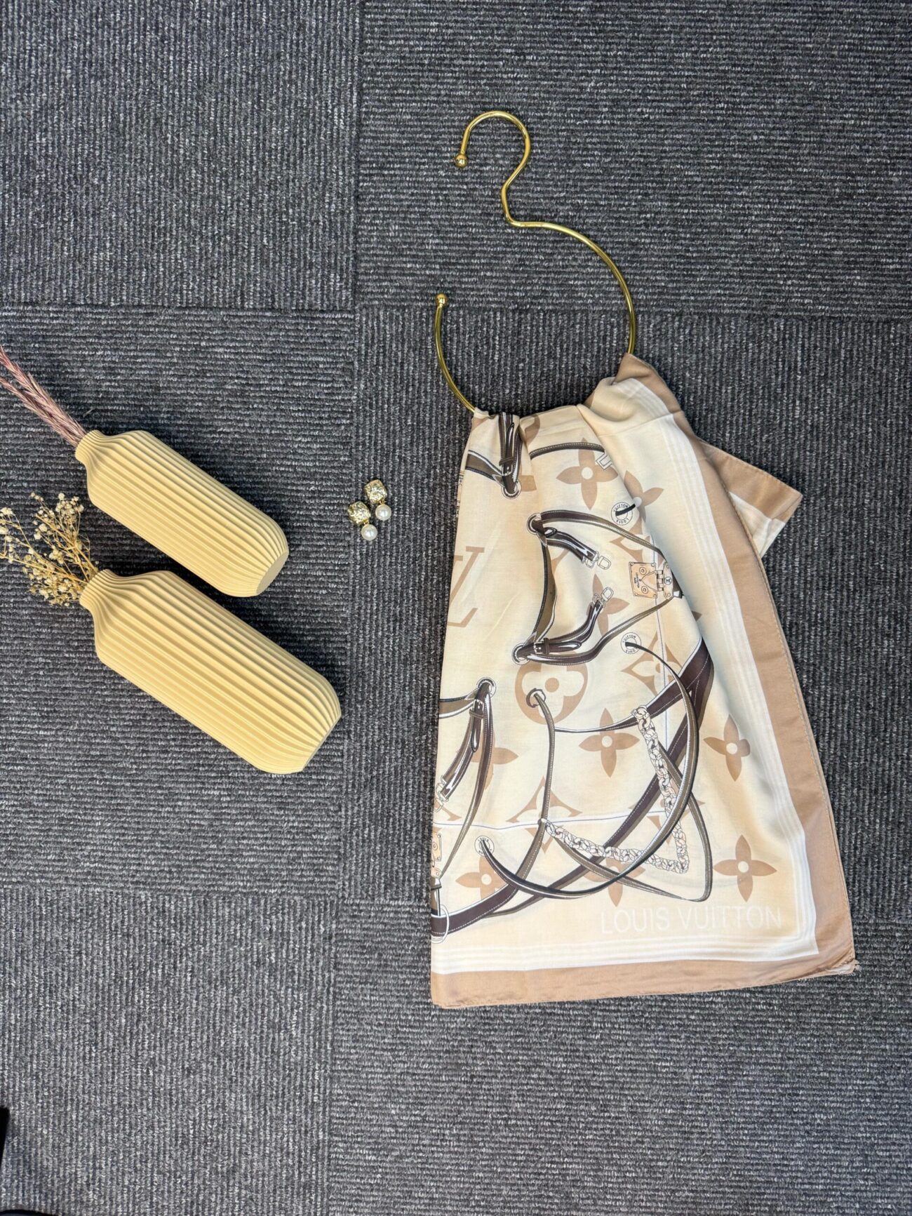 Lv Kemer Desen Pamuk Soft Şal 31230 - Ekru-Bej