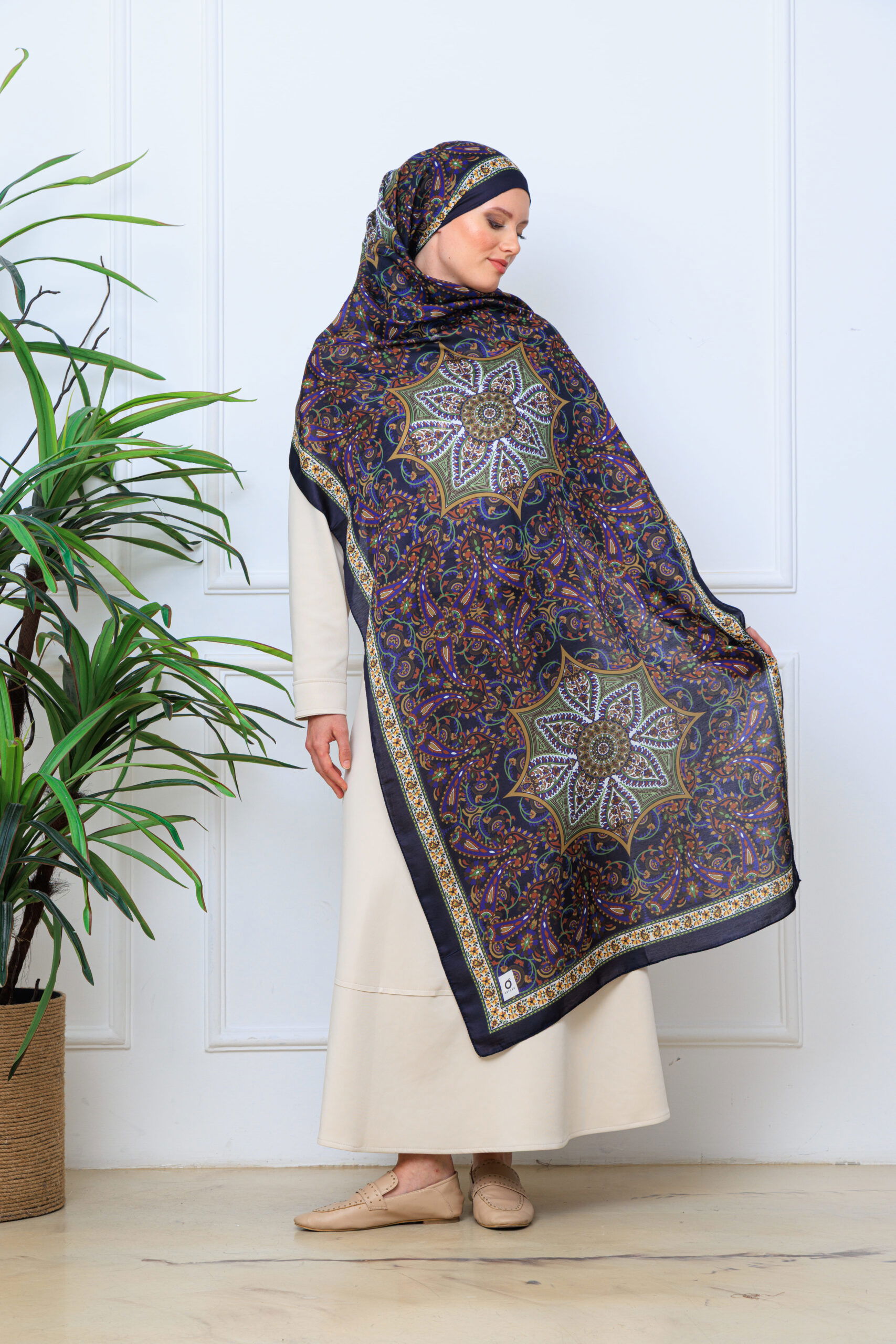 Etro Buta Desenli Pamuk Soft Şal - 377350 - Lacivert - Görsel 5