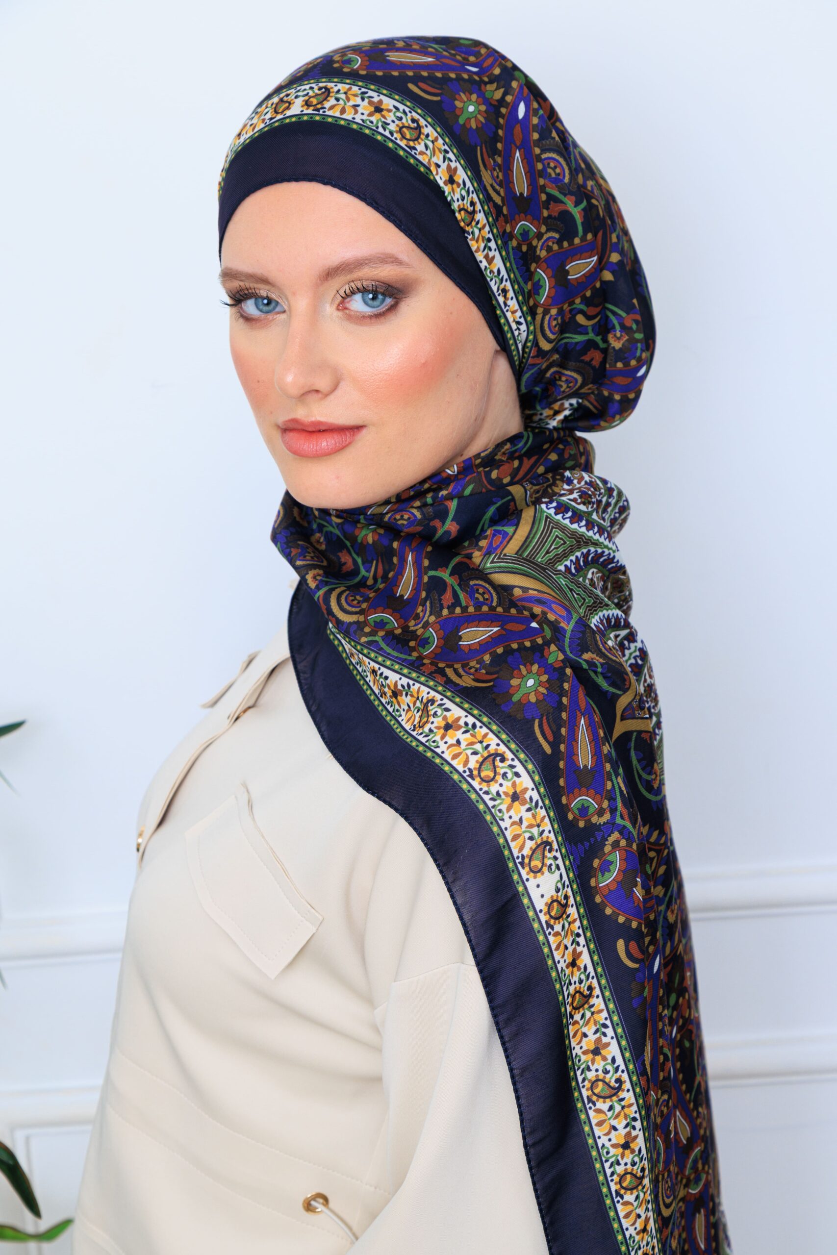 Etro Buta Desenli Pamuk Soft Şal - 377350 - Lacivert - Görsel 4