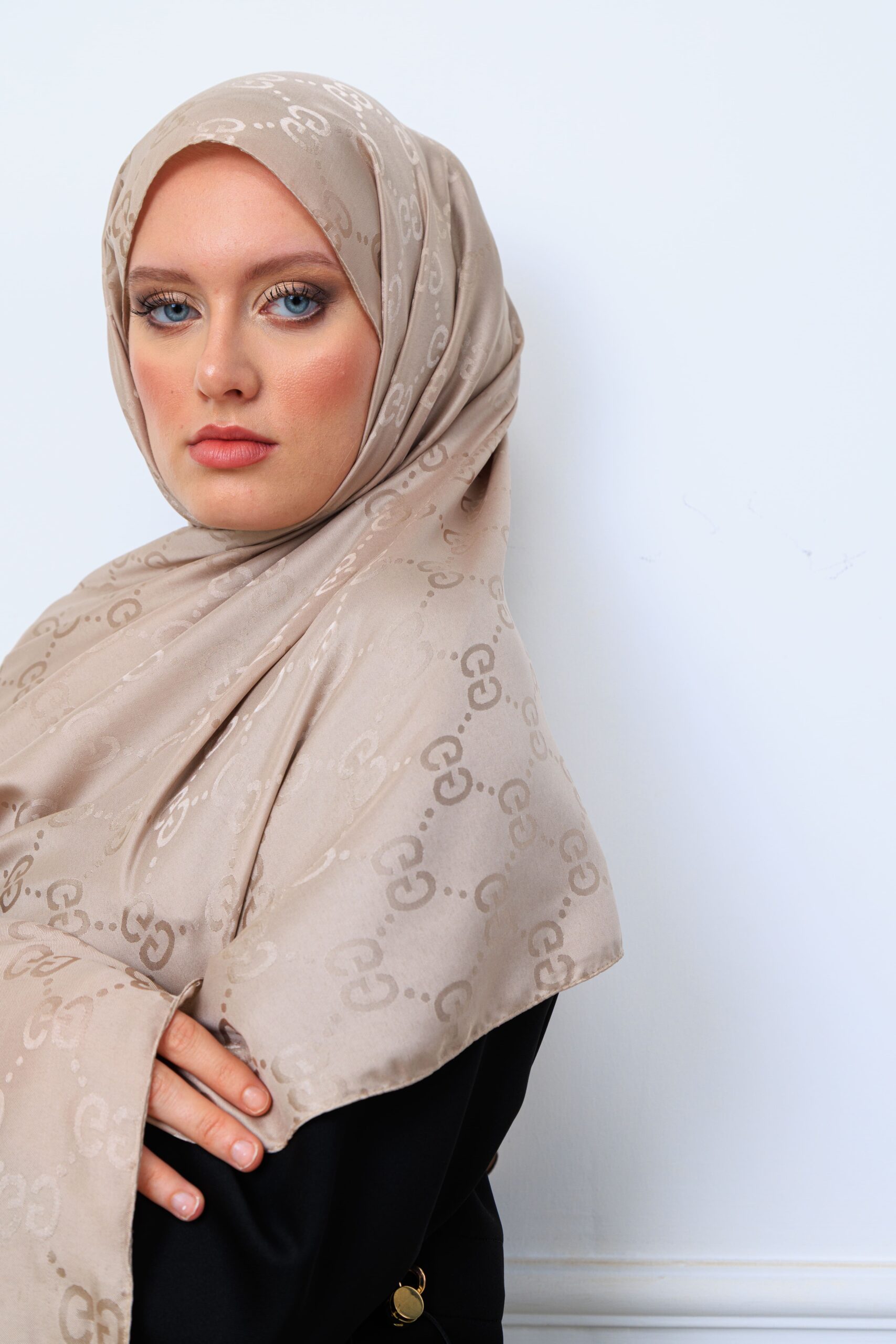 G Desen Pamuk İpeksi Jakar Şal 908204 - Bej - Görsel 4