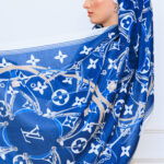 Lv Kemer Desen Pamuk Soft Şal 31230 - Lacivert