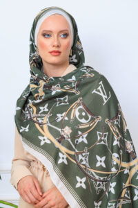 Lv Kemer Desen Pamuk Soft Şal 31230 - Haki