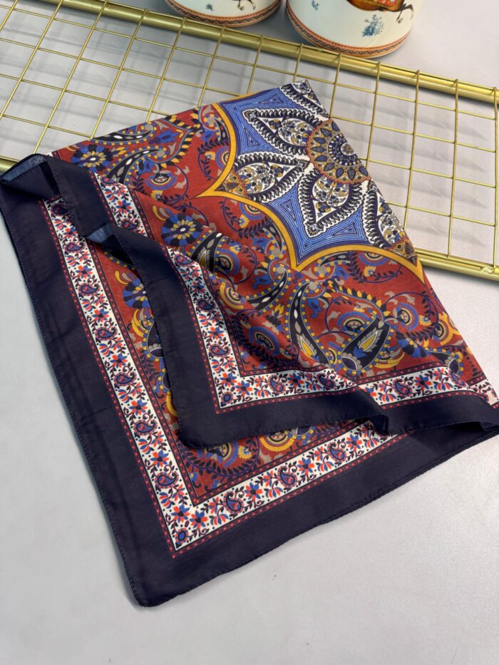 Etro Buta Desenli Pamuk Soft Şal - 377350 - Lacivert Bordo - Görsel 2