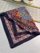 Etro Buta Desenli Pamuk Soft Şal - 377350 - Lacivert Bordo