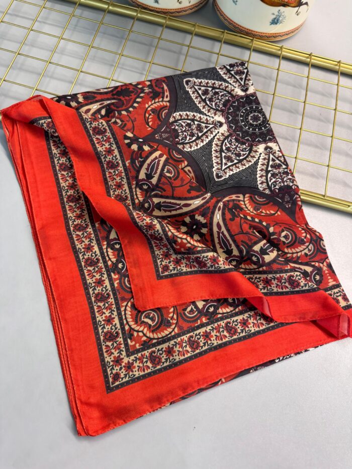 Etro Buta Desenli Pamuk Soft Şal - 377350 - Turuncu - Görsel 2